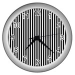 Bande noir/blanc  Wall Clock (Silver) Front