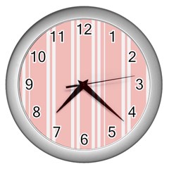 Bandes Blanc/rose Clair Wall Clock (silver) by kcreatif