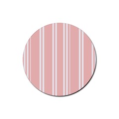 Bandes Blanc/rose Clair Rubber Coaster (round)  by kcreatif