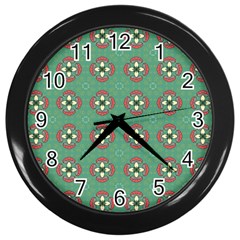 Mushrooms In The Meadow  Wall Clock (black) by SychEva