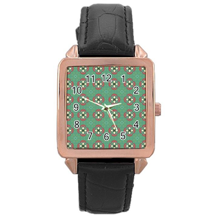 Mushrooms in the meadow. Rose Gold Leather Watch 