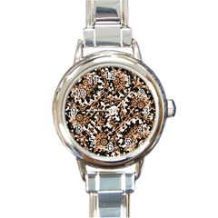 Modern Tribal Geometric Print Design Round Italian Charm Watch