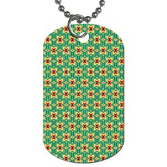 Green Floral Pattern Dog Tag (two Sides) by designsbymallika