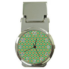 Green Floral Pattern Money Clip Watches