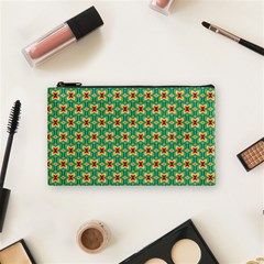 Green Floral Pattern Cosmetic Bag (small) by designsbymallika