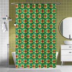 Green Floral Pattern Shower Curtain 48  X 72  (small)  by designsbymallika