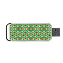 Green Floral Pattern Portable Usb Flash (two Sides) by designsbymallika