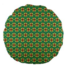 Green Floral Pattern Large 18  Premium Round Cushions by designsbymallika