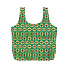 Green Floral Pattern Full Print Recycle Bag (m) by designsbymallika