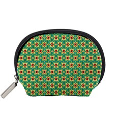 Green Floral Pattern Accessory Pouch (small) by designsbymallika