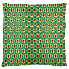 Green Floral Pattern Large Flano Cushion Case (one Side) by designsbymallika