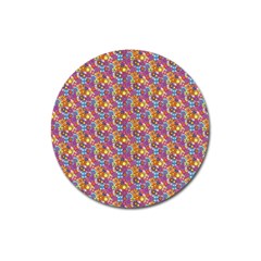 Groovy Floral Pattern Magnet 3  (round) by designsbymallika