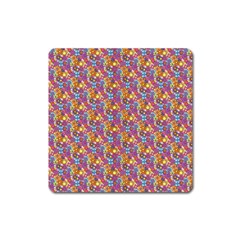 Groovy Floral Pattern Square Magnet by designsbymallika