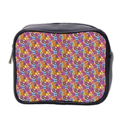 Groovy Floral Pattern Mini Toiletries Bag (two Sides) by designsbymallika