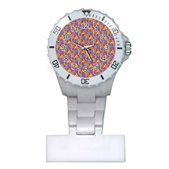 Groovy Floral Pattern Plastic Nurses Watch by designsbymallika