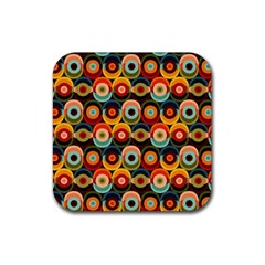 Multicolor Geometric Pattern Rubber Coaster (square)  by designsbymallika