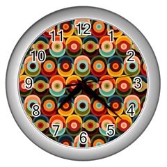 Multicolor Geometric Pattern Wall Clock (silver) by designsbymallika