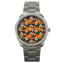 Multicolor Geometric Pattern Sport Metal Watch by designsbymallika