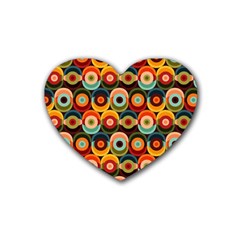 Multicolor Geometric Pattern Heart Coaster (4 Pack)  by designsbymallika