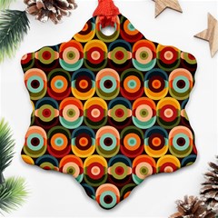 Multicolor Geometric Pattern Snowflake Ornament (two Sides) by designsbymallika