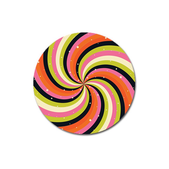 Psychedelic Groovy Orange Magnet 3  (Round)