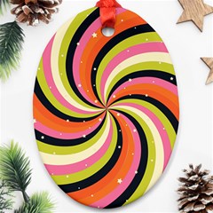 Psychedelic Groovy Orange Oval Ornament (two Sides) by designsbymallika