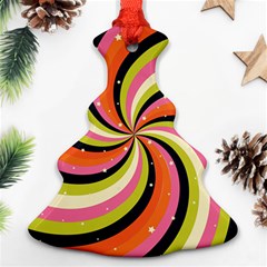 Psychedelic Groovy Orange Christmas Tree Ornament (two Sides) by designsbymallika