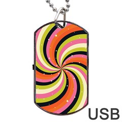 Psychedelic Groovy Orange Dog Tag Usb Flash (two Sides) by designsbymallika