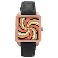 Psychedelic Groovy Orange Rose Gold Leather Watch  by designsbymallika