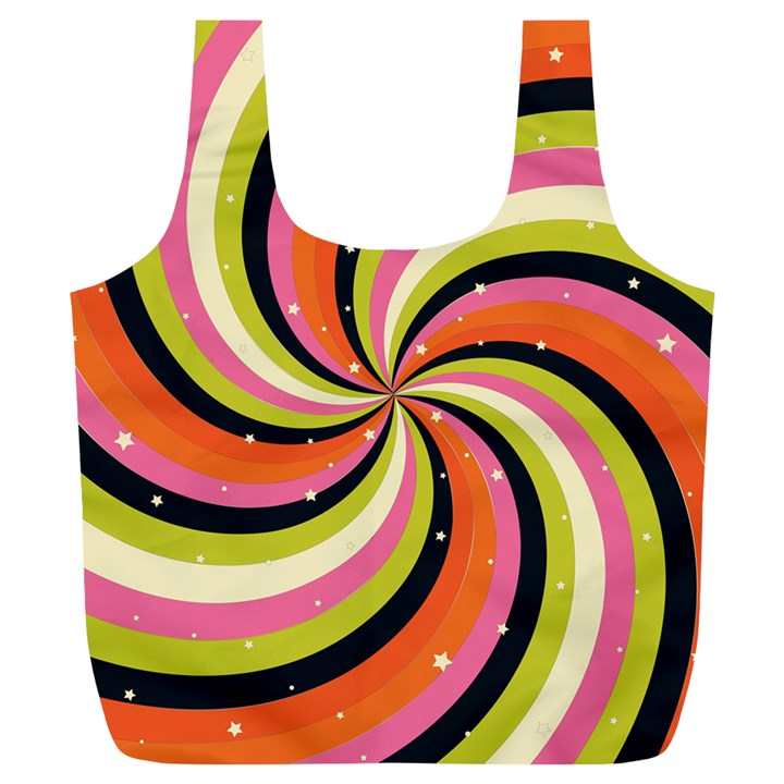 Psychedelic Groovy Orange Full Print Recycle Bag (XL)