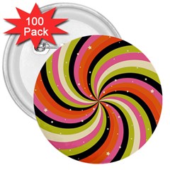 Psychedelic Groovy Orange 3  Buttons (100 Pack)  by designsbymallika