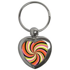 Psychedelic Groovy Orange Key Chain (heart) by designsbymallika