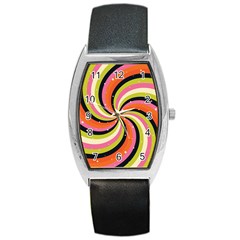 Psychedelic Groovy Orange Barrel Style Metal Watch by designsbymallika