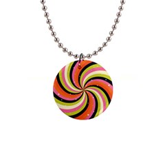 Psychedelic Groovy Orange 1  Button Necklace by designsbymallika