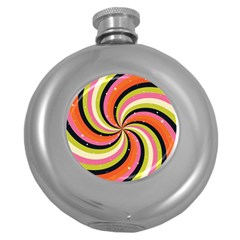 Psychedelic Groovy Orange Round Hip Flask (5 Oz) by designsbymallika