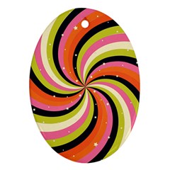 Psychedelic Groovy Orange Oval Ornament (two Sides)