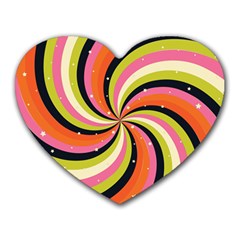 Psychedelic Groovy Orange Heart Mousepads by designsbymallika