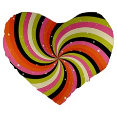 Psychedelic Groovy Orange Large 19  Premium Heart Shape Cushions by designsbymallika