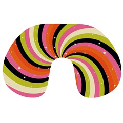 Psychedelic Groovy Orange Travel Neck Pillow by designsbymallika