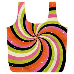 Psychedelic Groovy Orange Full Print Recycle Bag (xxl) by designsbymallika