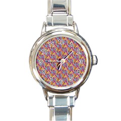 Summer Floral Pattern Round Italian Charm Watch by designsbymallika