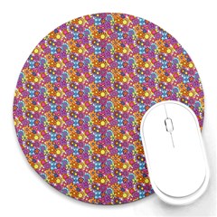 Summer Floral Pattern Round Mousepads by designsbymallika