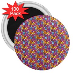 Summer Floral Pattern 3  Magnets (100 Pack) by designsbymallika