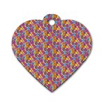 Summer Floral Pattern Dog Tag Heart (One Side) Front