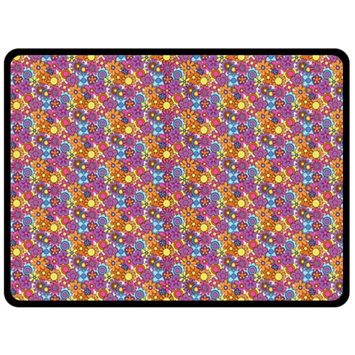 Summer Floral Pattern Fleece Blanket (Large) 