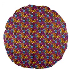 Summer Floral Pattern Large 18  Premium Round Cushions by designsbymallika