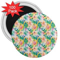 Water Color Floral Pattern 3  Magnets (100 Pack) by designsbymallika