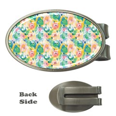 Water Color Floral Pattern Money Clips (oval) 