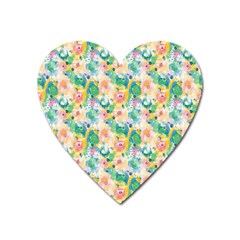 Water Color Floral Pattern Heart Magnet by designsbymallika