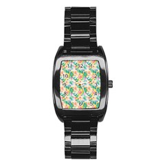 Water Color Floral Pattern Stainless Steel Barrel Watch by designsbymallika